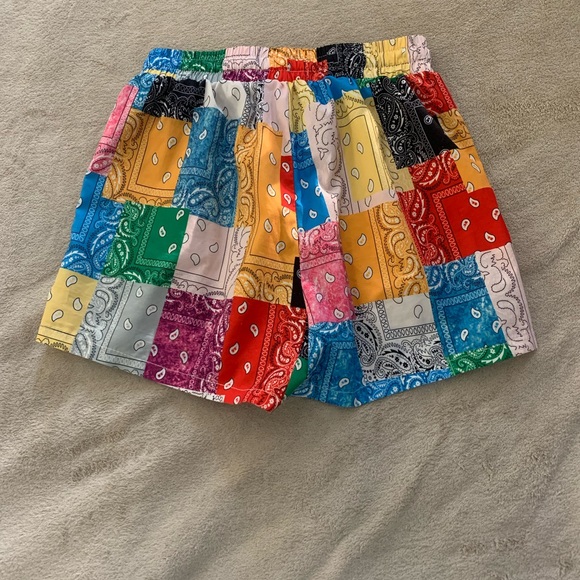 Paisley Print Patchwork Slant Pocket Shorts Women Size Small - Picture 3 of 8